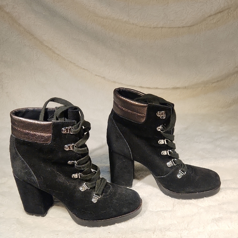 Sam Edelman Black and Brown Heeled Boots